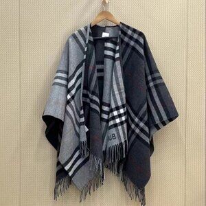 BURBERRY Wool-Cashmere Contrast Check Cape